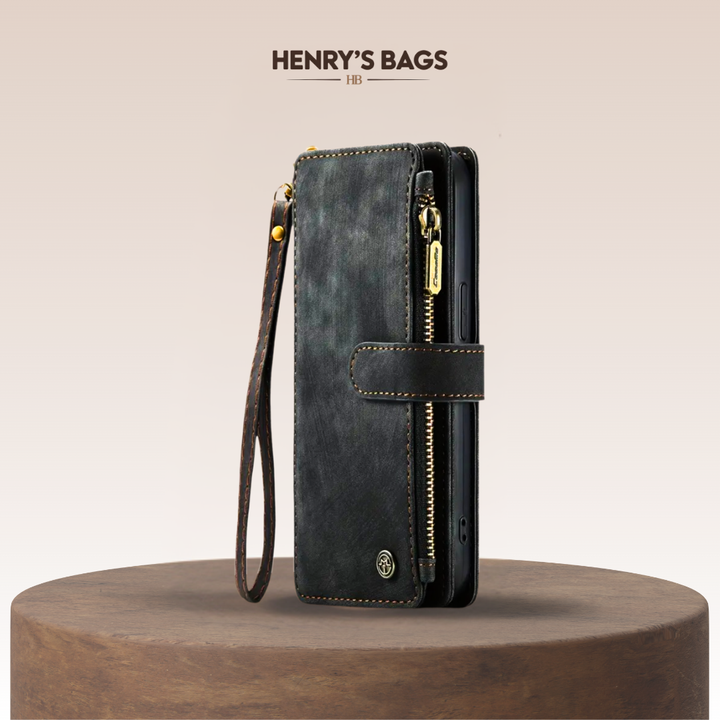Clement | IPhone Case Leather Wallet with Wrist Strap
