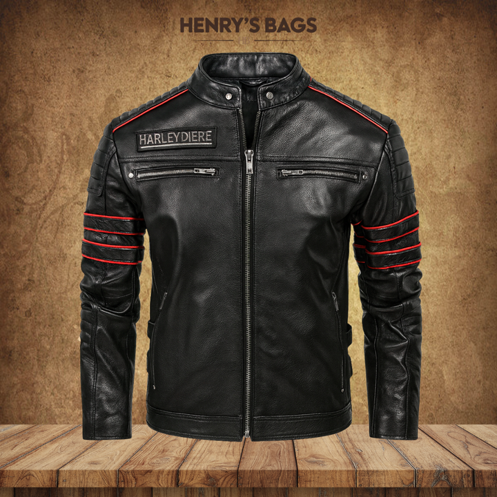 Darwin | Graphic Embroidered Leather Motorcycle Jacket