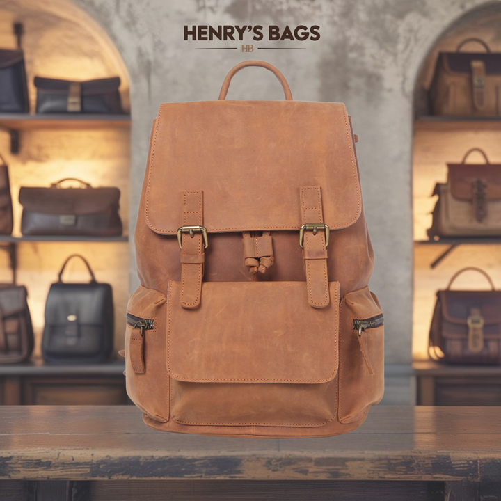 Flam | Leather Backpack with Drawstring