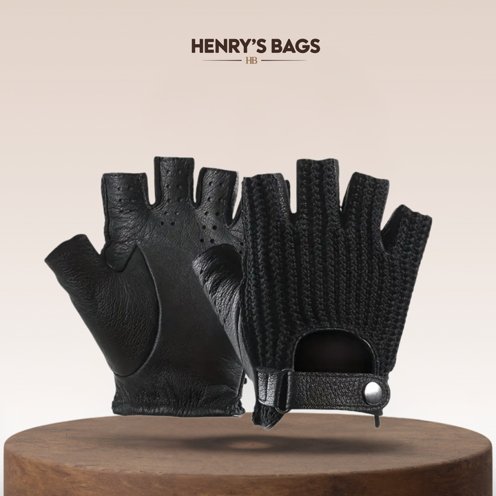 Cillian | Leather Knit Fingerless Driving Gloves