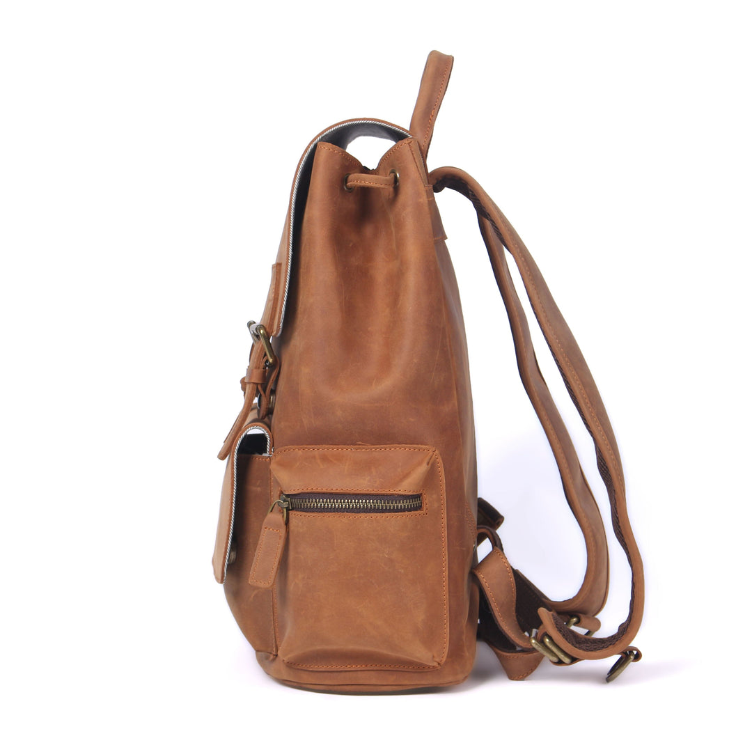 Flam | Leather Backpack with Drawstring