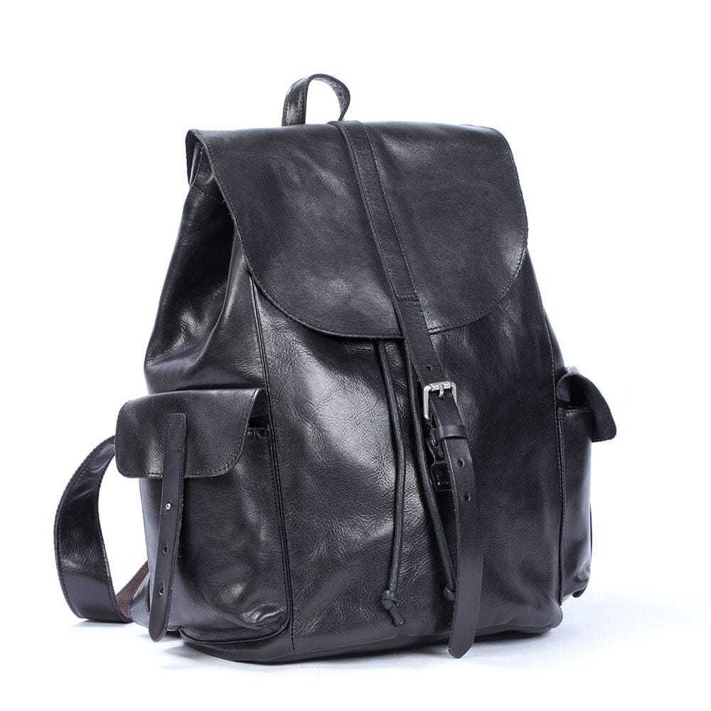 Bodo | Small Black Leather Backpack
