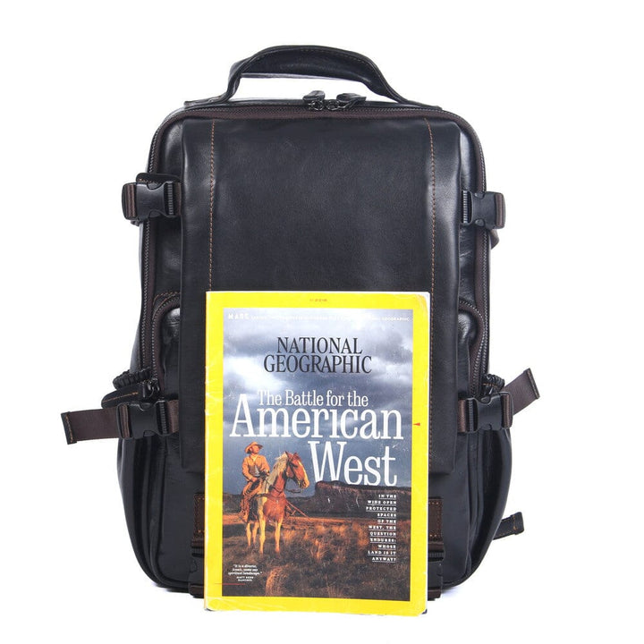 Isaac | Men's Black Leather Backpack