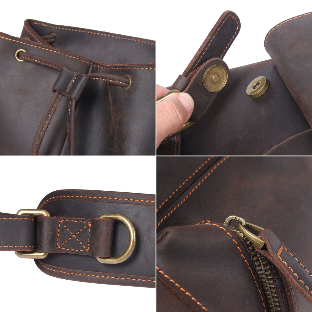 Flam | Leather Backpack with Drawstring