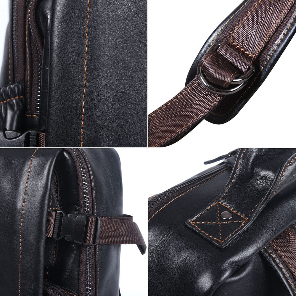 Isaac | Men's Black Leather Backpack
