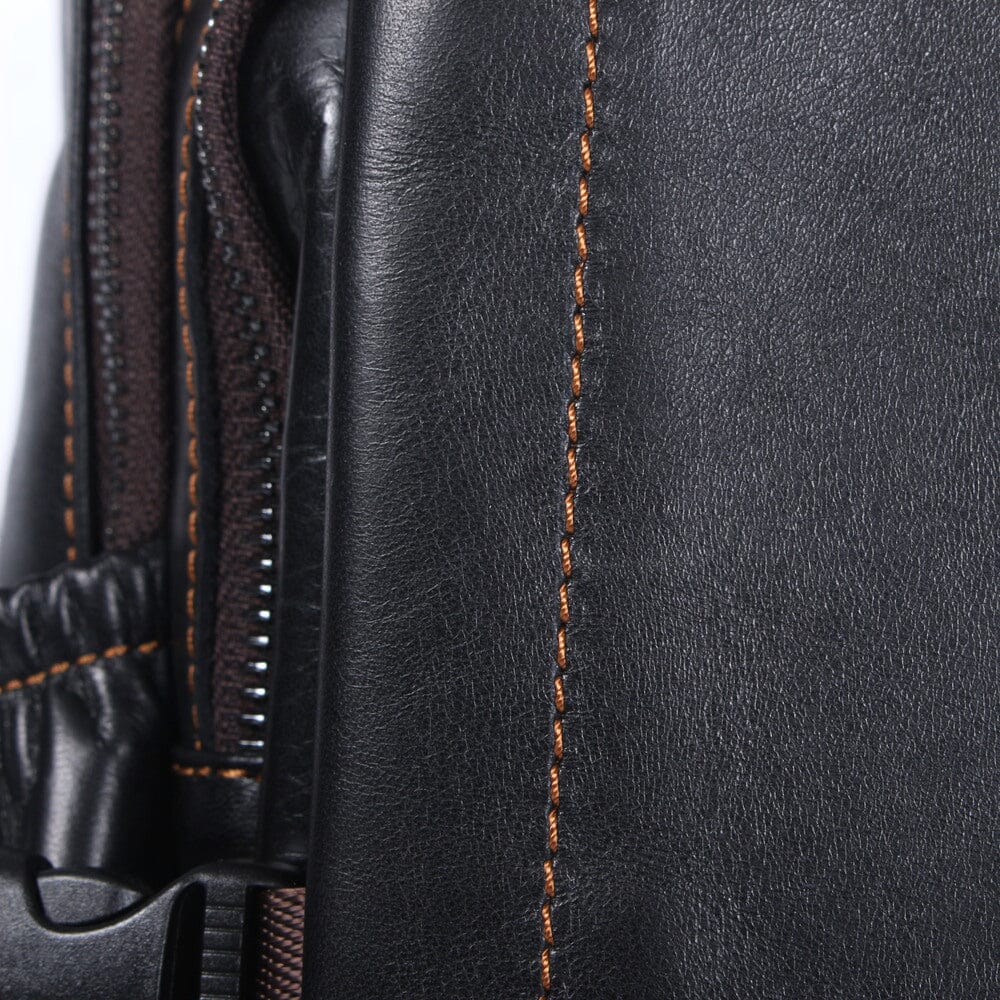 Isaac | Men's Black Leather Backpack