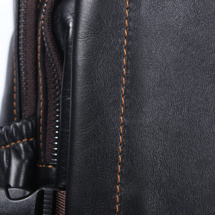Isaac | Men's Black Leather Backpack